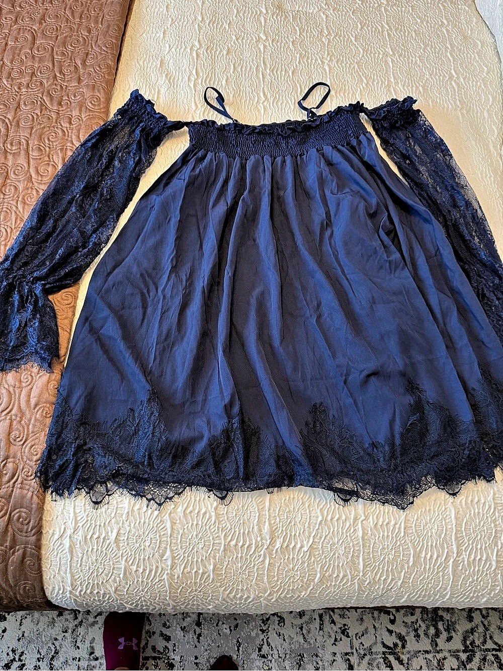 Blue Lace Sleeve Chemise NWT
